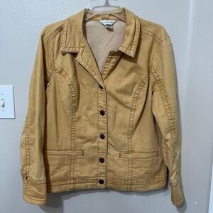 Christopher and Banks‎ Yellow Gold Denim Jacket Sz Large Snaps Pockets